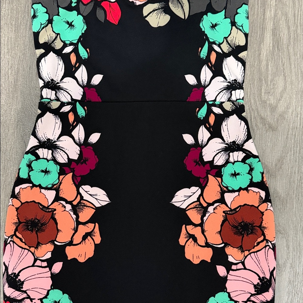 Express Black Dress with Floral Accents - Picture 4 of 11